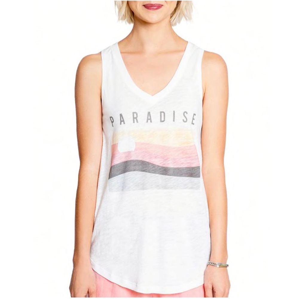PJ Salvage White Paradise Graphic Tank Top Medium